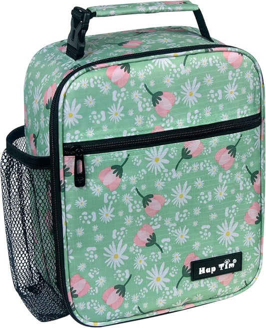Hap Tim Insulated Lunch Bag Women, Reusable Lunch Box for Women & Men, Adluts Lunchbox for Office Work, Portable Lunchbag, Green Floral（18654-GF）