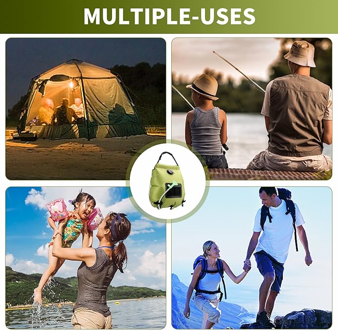 Solar Shower Bag, Solar Heating Camping Shower Bag, 5Gal(20L) Portable Camping Shower Bag, with Removable Hose and On-Off Switchable Shower Head, for Outdoor Traveling/Climbing/Hiking/Beach/Swimming