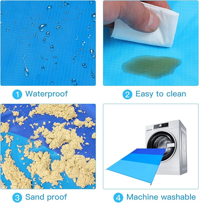 BYDOLL Beach Blanket 78''X81'' 4-7 Adults Oversized Lightweight Waterproof Sandproof Blanket for Beach Large Picnic Mat Travel Camping