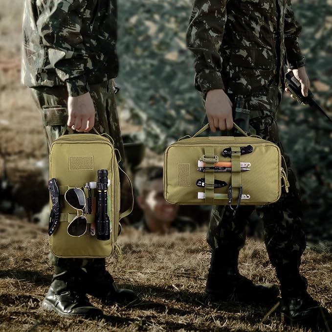 bvya Tactical Camping Storage Bag 11 Liters Outdoor Utility Tote Bag Camping Cookware Organizer Trunk Organizer with Flag Patch