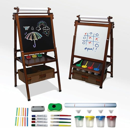 Large All-in-One Double Sided, Magnetic, Height Adjustable Art Easel for Kids with Built in Storage Bins, and Art Supplies - Stable Design is Safe and Grows with Children Ages 3-10