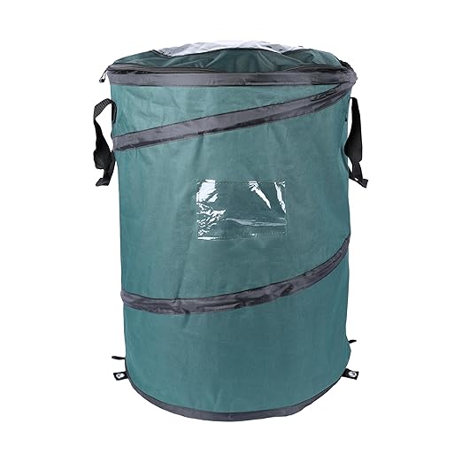 Coghlan's Deluxe Pop-Up Trash Can, Spring-loaded Collapsible Garbage Can for Camping, 24 x 19 inches, Heavy-Duty 600D Polyester, 29.5 Gallon, Green