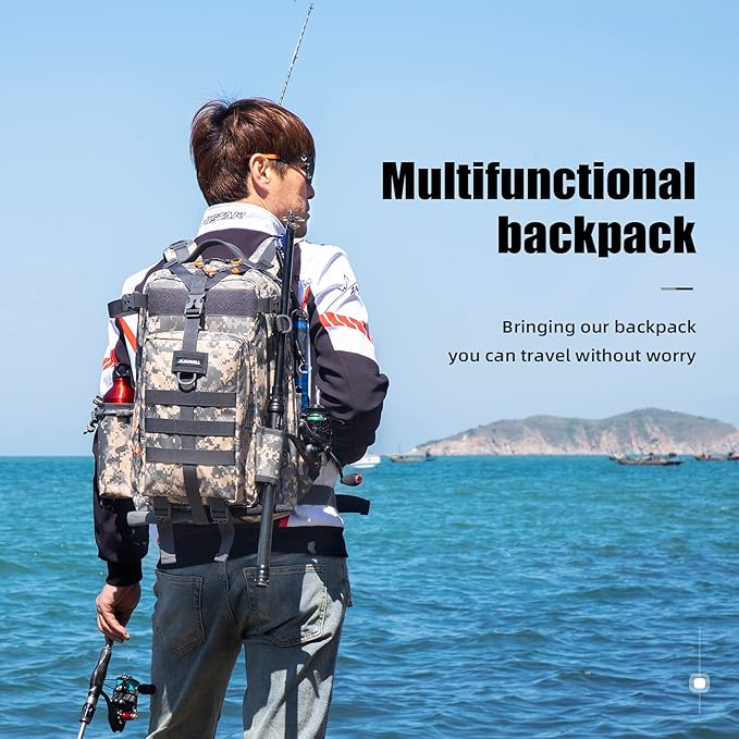 BLISSWILL Fishing Backpack - Waterproof with Rod Holder, Ideal Fishing Gear and Gifts for Men