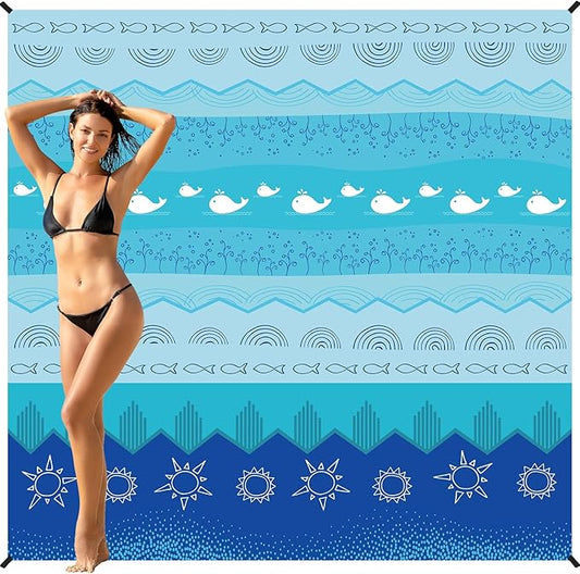 BYDOLL Beach Blanket 78''X81'' 4-7 Adults Oversized Lightweight Waterproof Sandproof Blanket for Beach Large Picnic Mat Travel Camping