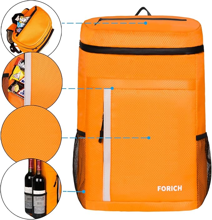 FORICH Soft Cooler Backpack Insulated Waterproof Backpack Cooler Bag Leak Proof Portable Small Cooler Backpacks to Work Lunch Travel Beach Camping Hiking Picnic Fishing Beer for Men Women