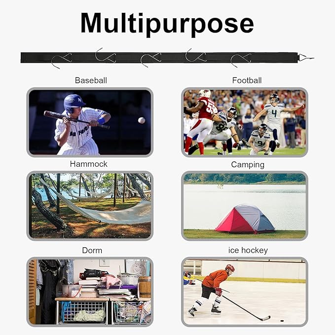 Hockey Drying Rack,Hockey Equipment Gear Drying Rack,Portable Sports Gear Organizer Hanging Straps with 5 Hooks,Ice Goalie Hockey Gifts For Boys Football Baseball Catcher.Outdoor Camping Must Haves