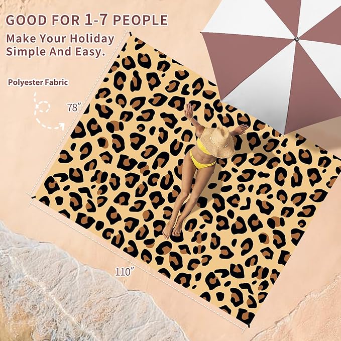 BYDOLL Beach Blanket Waterproof Sandproof 78''×110'' Suits1-7 Adults Compact Lightweight Oversized Sand-Free Blanket Large Picnic Mat for Beach Travel Camping Hiking