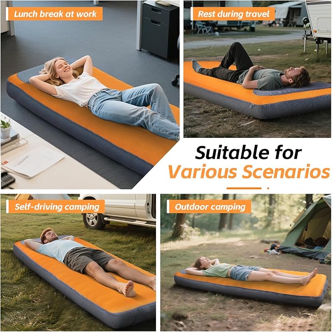 Self Inflating Sleeping Pad,Built-in Pump, Quickly Inflate and Deflate in 2 Minutes, Durable and Leak-Proof, Compact and Portable, Suitable for Home Travel and Camping Self Inflating Camping Pad