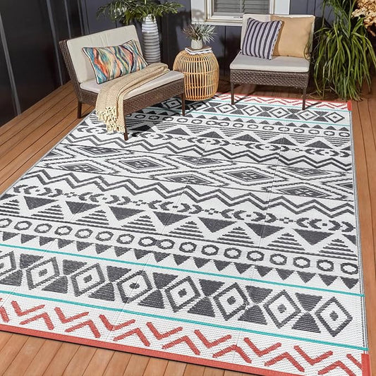 Outdoor Rugs Patio Camping Waterproof - 5x8 Plastic Straw Patio Rug Portable for Campers, Outside RVs Mat, Outdoor Area Carpet for Patios Clearance, Backyard Porch, Balcony, Picnic