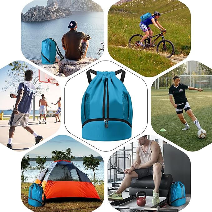 BROTOU Soccer Bags, Football Backpack, Volleyball Bag, Drawstring Soccer Backpack with Ball and Shoe Compartment