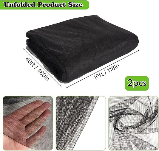 78x10Ft Mosquito Netting Garden Mesh Netting, Fly Bird Net Barrier Hunting Blind Plant Protecting Net, 3x24m,Black