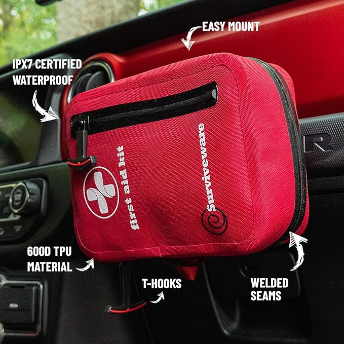 Surviveware Waterproof Premium Survival First Aid Kit - Survival Emergency Preparedness for Travel Camping Gear, Survival Kit and Outdoor Emergencies - HSA & FSA Eligible Survival Kit