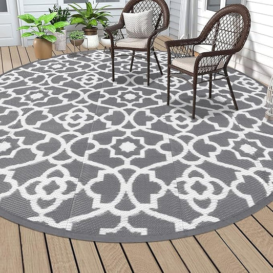 HEBE Outdoor Rug 8ft for Patios Waterproof Clearance Reversible Patio Mat Plastic Straw Rug RV Camping Mat Outside Area Rug Carpet for Camping RV,Porch,Deck,Balcony,Camper,Backyard