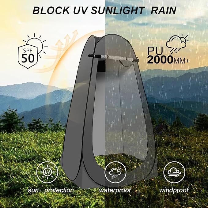 Portable Camping Toilet with Pop-Up Privacy Tent,Outdoor Portable Folding Toilet Potty for Adults,Outdoor Camping Shower Tents Changing Room Emergency Toilet Tent Kit with Carry Bag