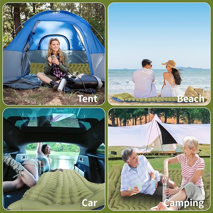 MEETSUN Self Inflating Sleeping Pad,50D Poly Pongee Fabric,Wear-Resistant,Camping Mattress Pad with Pillow,Built-in Foot Pump,4.5" Thick Lightweight Sleeping Mat for Floor,Camping,Backpacking,Tent.