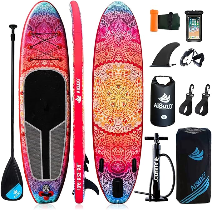Inflatable Paddle Board for Adult, Paddle Board for All Skill Levels, Wide SUP Board with Primium Accessories Include SUP Carry Bag, Hand Pump, 10L Waterproof Bag and Adj Paddle