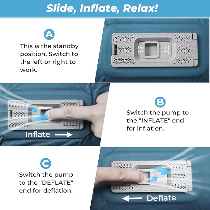 Self Inflating Sleeping Pad with Electric Air Pump, 3.15" Thick Foam Camping Mattress, Fast Inflation & Deflation, 9.5 R-Value 4-Season Insulated Sleeping Mat for Tent, Car Travel, and Indoor Use-Blue