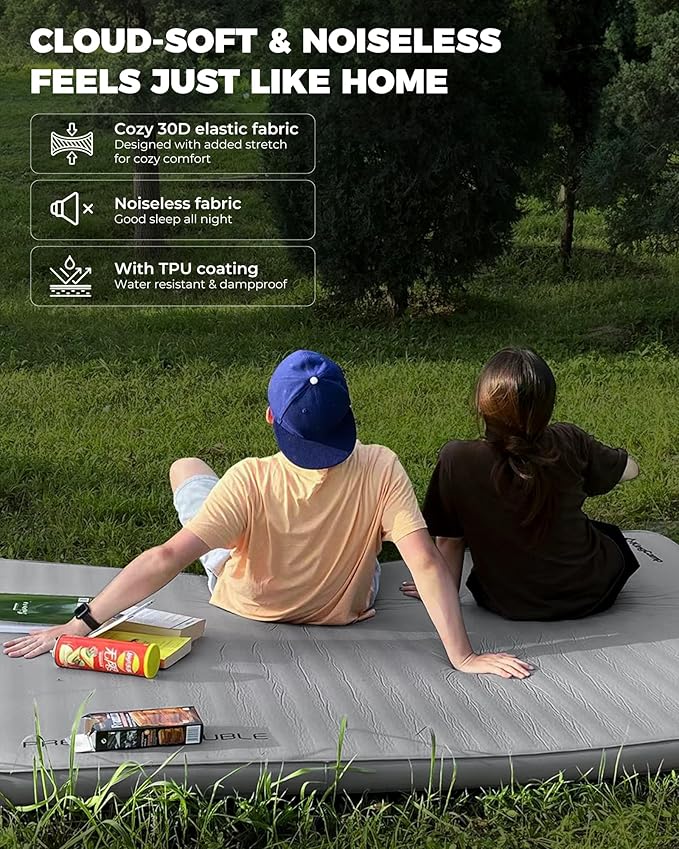 KingCamp Self Inflating Sleeping Pad for Camping Ultra Thick Double Single Foam Mattress High R Value Camping Air Pad Mat, Multi Colors & Sizes