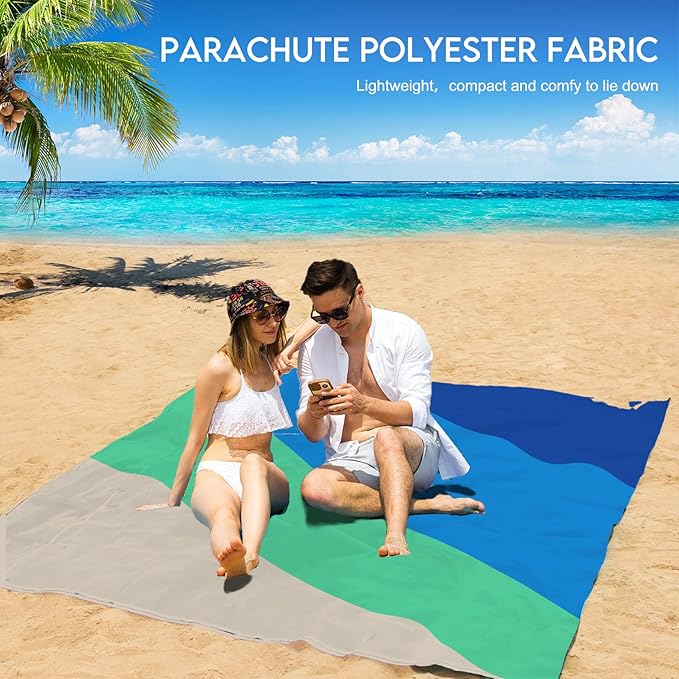 BYDOLL Beach Blanket 78''X81'' 4-7 Adults Oversized Lightweight Waterproof Sandproof Blanket for Beach Large Picnic Mat Travel Camping
