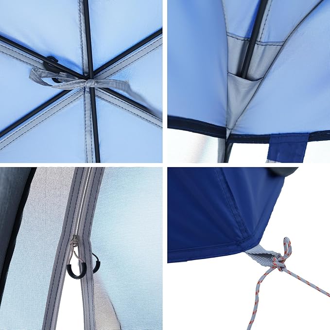 KingCamp Pop Up Screen Tent, Camping Tent for 4-6 Person 10' x 10' Portable Screen House Room with Detachable Sunshade for Camping, Garden & Backyard