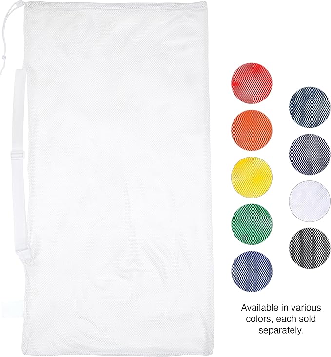 Champion Sports Mesh Equipment Bag – Heavy-Duty Nylon Drawstring Bag with Lock & ID Tag, Breathable Storage Sack for Balls, Swim Gear, Laundry & Toys, Multiple Sizes & Colors
