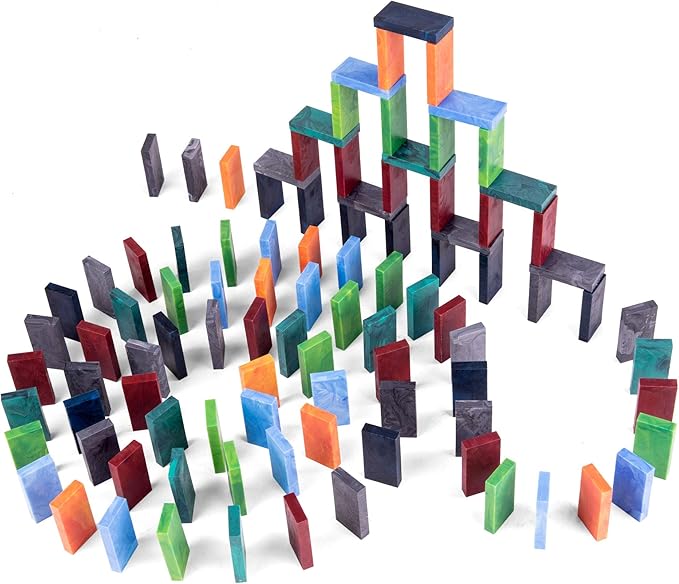 Bulk Dominoes Plastic Bulk 100pcs | Dominoes Set, STEM STEAM Small Toys, Family Games for Kids, Kids Toys and Games (Storm Mix)