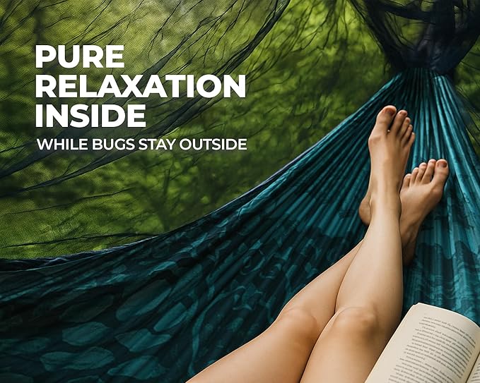 Foxelli XL Hammock Net – 12ft Net for Hammocks, Lightweight Portable Hammock Netting, Fast and Easy Set Up, Fits All Camping Hammocks