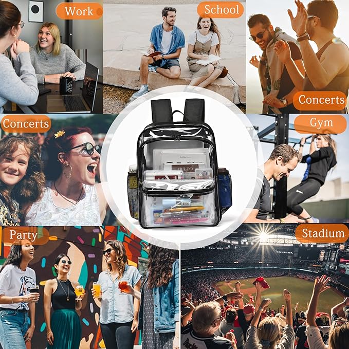 Clear Backpack,15 '' Clear Backpacks for School Heavy Duty PVC See Through Bag Waterproof Bookbag for Girls & Boys, Grey