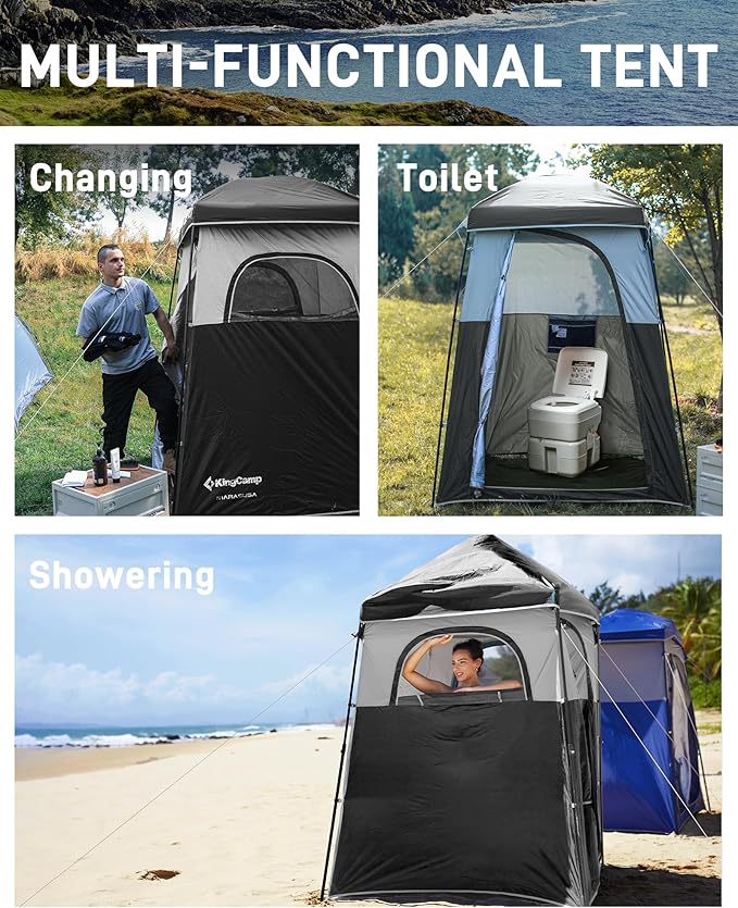 KingCamp Shower Tent, Portable Privacy Tent Outdoor Camping 1/2 Room Toilet Tents with Shower Bag & Dressing Room for Travel Beach Tailgate