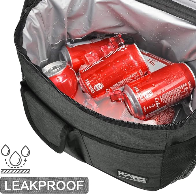 Tirrinia Large Insulated Lunch Bag for Women Men, 10L Leakproof Thermal Reusable Lunch Box for Adult, Tall Meal Prep Lunch Cooler Tote with 4 Pockets for Office Work, Charcoal