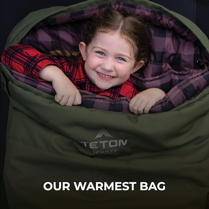 Teton Junior, 20 Degree and 0 Degree Sleeping Bags. Finally, Sleeping Bag for Boys, Girls, All Kids, Warm and Comfortable, for All Camping Weather and Built to Last
