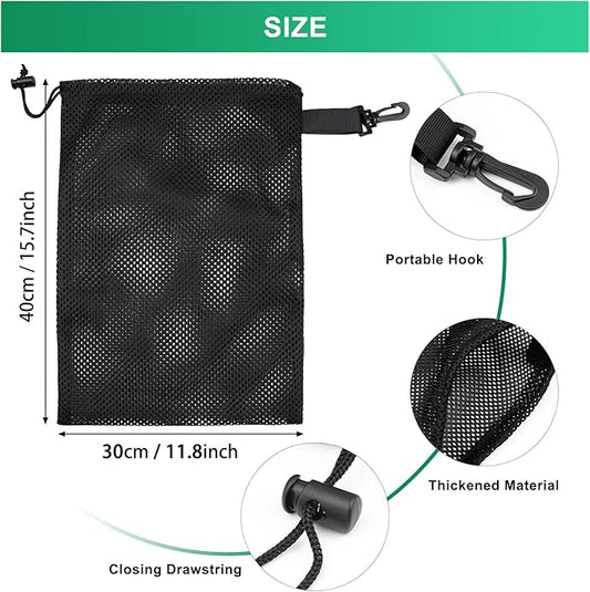 10 PCS With Clips Mesh Drawstring Bags, Portable Nylon Storage Bags for toy,Sports Storage,Outdoor activities etc. (11.8x15.7in)