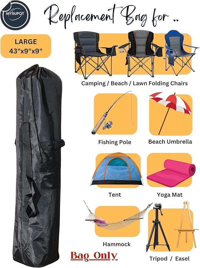 Replacement Bag for Folding Camping Chair, Portable Camp Chair, Hammock, Yoga Mat, Umbrella, Tents, Tripods, Fishing Poles - 420D Oxford Polyester Fabric