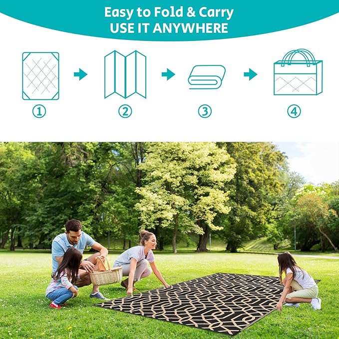 HEBE Outdoor Rug 6'x9' for Patios Waterproof Clearance Reversible Patio Mat Plastic Straw Rug RV Camping Mat Outside Area Rug Carpet for Camping RV,Porch,Deck,Balcony,Camper,Backyard