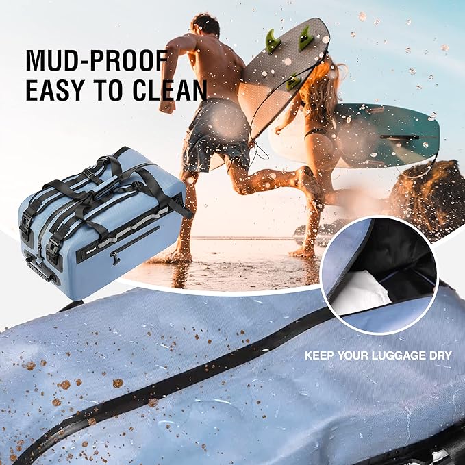 50L Waterproof Dry Duffle Bag Dry Backpack 840D TPU Heavy Duty Dry Bag,Rubber Airtight Zipper, for Kayaking,Boating,Motorcycling,Camping,Rafting,Surfing, Swimming,Fishing,Beach Vacation,Blue