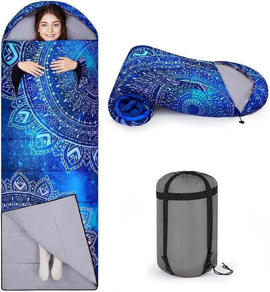 Basumee Sleeping Bags for Adults 3 Season Warm Cool Weather Wearable Camping Sleeping Bag with Compression Bag Portable Backpacking Hiking Camping Essential for Women Men Kids Teens
