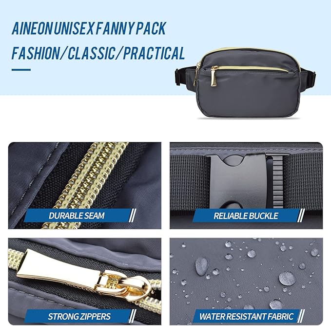 Fanny Packs for Women Men Fashion Plus Size Waist Pack Belt Bag Fanny Pack for Girls Boys with 5 Pockets Adjustable Belt, Cute Bum Bag Hip Bags for Travel Disney Running