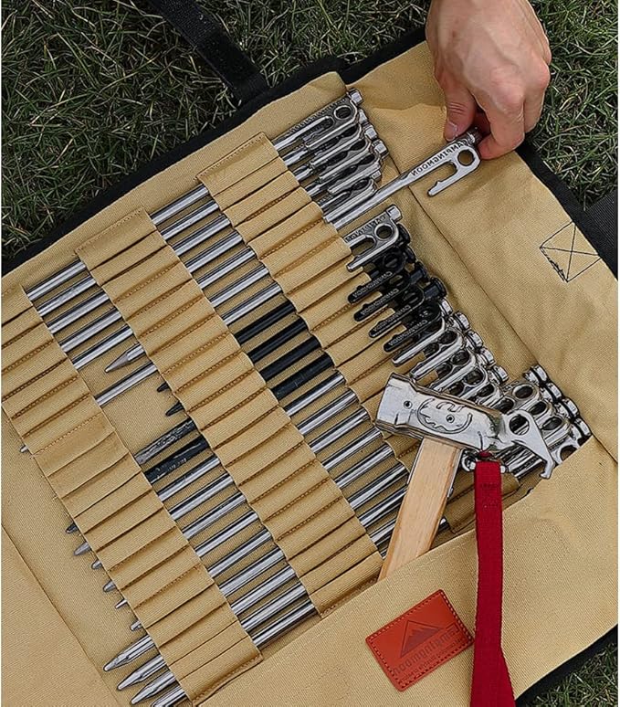 Campingmoon Tent Storage Bag, Can Holds 20 of The Long Tent Stakes, Thickened Canvas Can Withstand Tent Stakes Heavy Duty, B-135