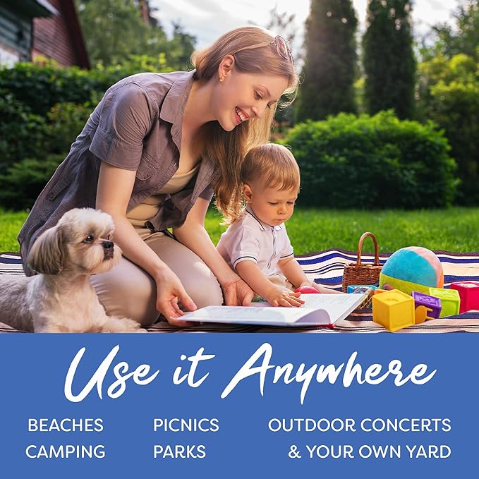 scuddles Extra Large Picnic & Outdoor Blanket Dual Layers for Outdoor Water-Resistant Handy Mat Tote Spring Summer Camping Blanket Great for The Beach