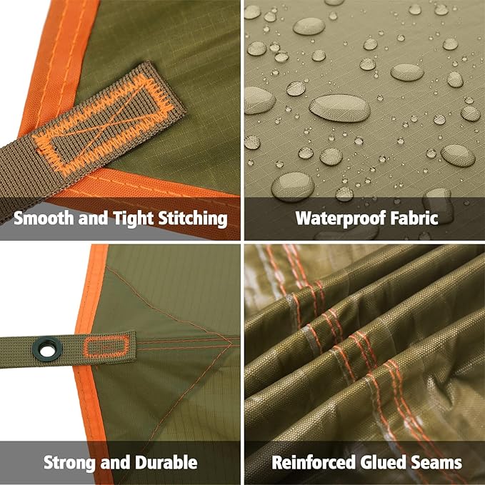 FREE SOLDIER Camping Tarp - Waterproof Portable Multifunctional Outdoor Traveling Awning Backpacking Shelter Rain Tarp (Brown 1313ft)