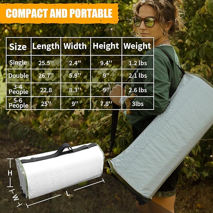 Foam Sleeping Pad for Camping - AYAMAYA Foldable Camping Mattress for 1/2/3/4/5/6 Person, Extra Thick Waterproof Tent Footprint Inner Camping Mat for Outdoor Backpacking Hiking Picnic Camping