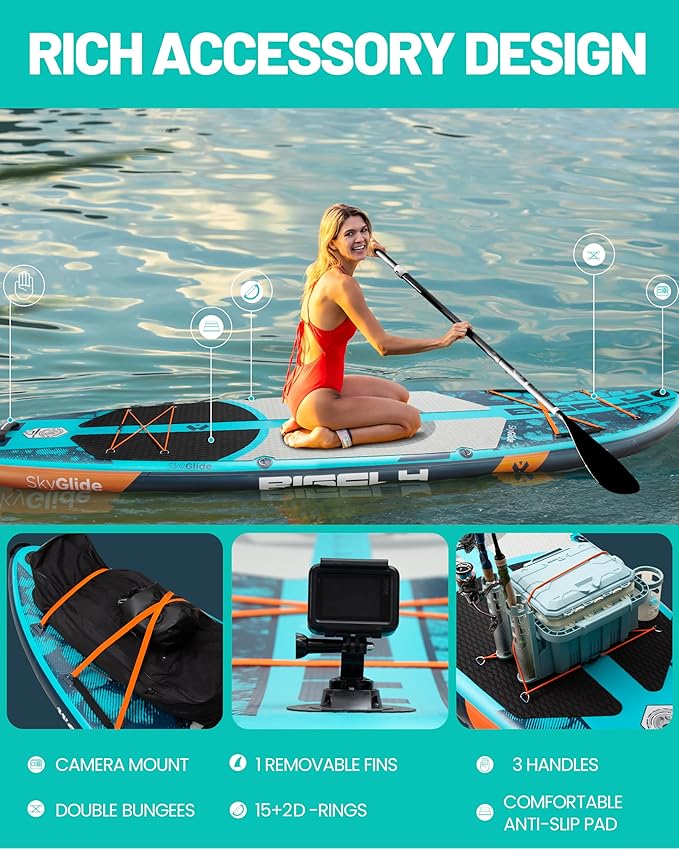 11'6×35" Super Wide Inflatable Stand Up Paddle Board, Ultra Stable Wide SUP for 2+1 People/Family/Big Size, 100L Backpack, All-Round Sup Board, US Big Fin