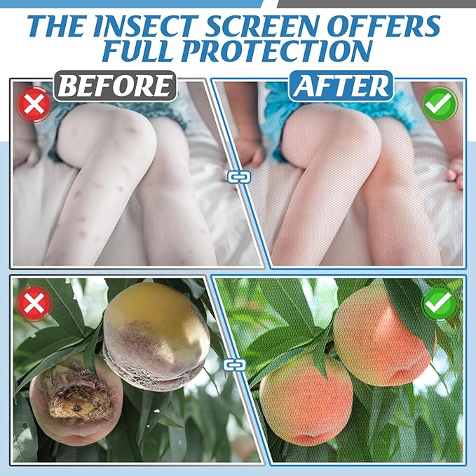 Mosquito Net for Patio - 10Ft x 40Ft for Each Garden Mesh Screen Barrier, Super Dense Patio Netting for Balcony Porch Protecting Your Skin Plants Vegetables DIY (Black)