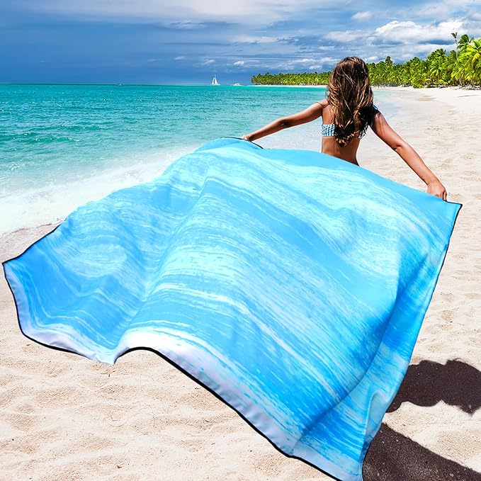 Beach Blanket Waterproof Sandproof Beach Mat 79" X 83" /10'x9'for 2-8 Adults Quick Drying Outdoor Picnic Mat Beach Accessories for Travel, Camping, Hiking