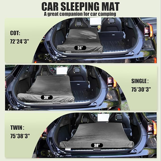 3 Inch Thick Memory Foam Sleeping Pad Camping Mattress,Portable Roll up Mattress-Car/Tent/Cot/Floor,Comfortable Sleeping Mats for Guests Kids Adult Sleepover