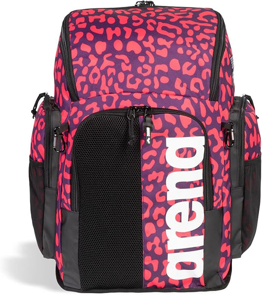 ARENA Spiky III Backpack 45 Swimming Athlete Sports Gym Rucksack Large Training Gear Equipment Swim Bag for Men and Women, 45 Liters, Violet/Geranium