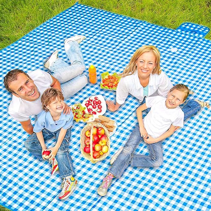 ZHUYNXIR Extra Large Picnic Blanket, 87x87 inch Waterproof Picnic Blanket, Gingham Picnic Mat for Beach, Camping Grass Picnic Blankets.