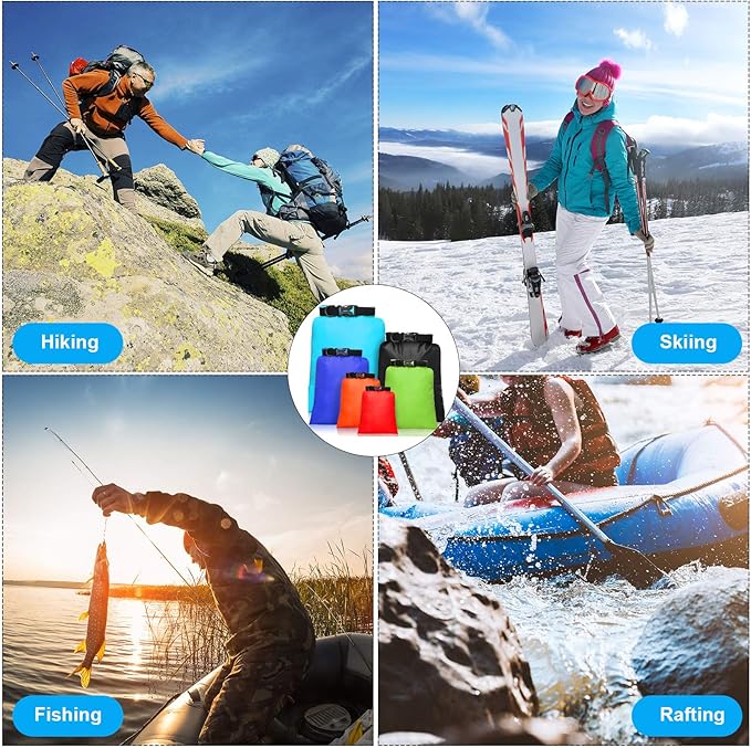 Shappy 6 Pcs Waterproof Dry Bag Set 6 Sizes Lightweight Sacks and Long Adjustable Shoulder Strap Outdoor Water Proof Keep Gear Dry Bag Stuff Sacks for Backpacking, Boating, Hiking, Camping (Colors)