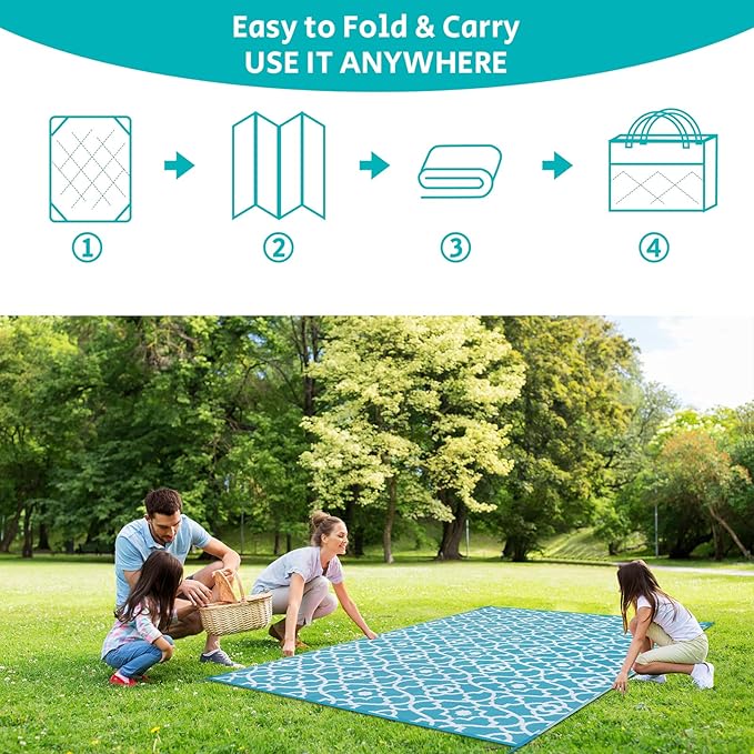 HEBE Outdoor Rug 5'x8' for Patios Waterproof Clearance Reversible Patio Mat Plastic Straw Rug RV Camping Mat Outside Area Rug Carpet for Camping RV,Porch,Deck,Balcony,Camper,Backyard