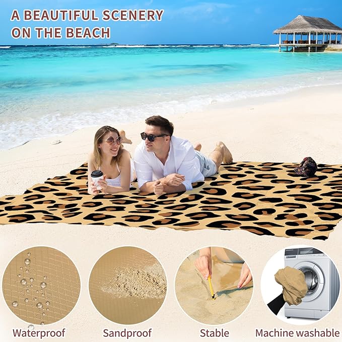BYDOLL Beach Blanket Waterproof Sandproof 78''×110'' Suits1-7 Adults Compact Lightweight Oversized Sand-Free Blanket Large Picnic Mat for Beach Travel Camping Hiking